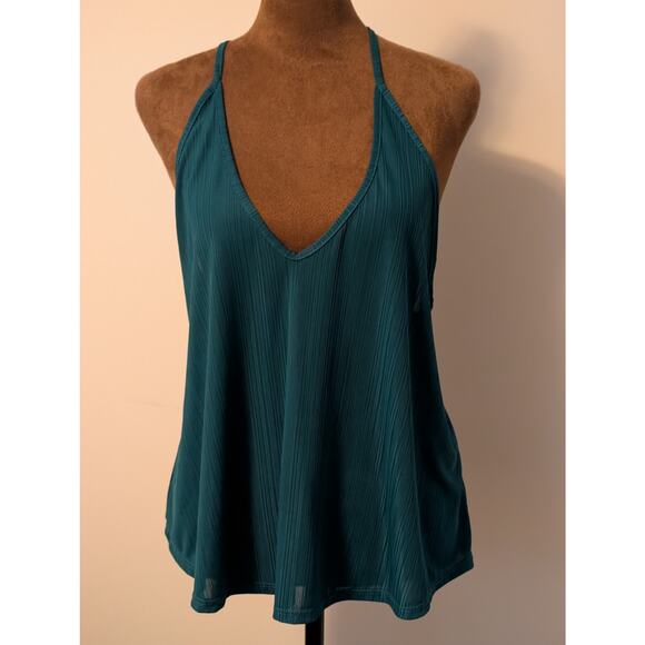 Intimately Free People Teal Ribbed V-Neck Racerback Tank Top Size S/P - Picture 2 of 6